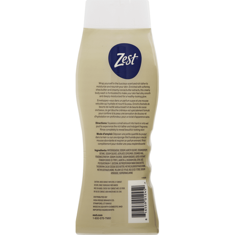 Zest Body Wash, Creamy, UltraMoisturizing, Cocoa Butter & Shea (18 oz