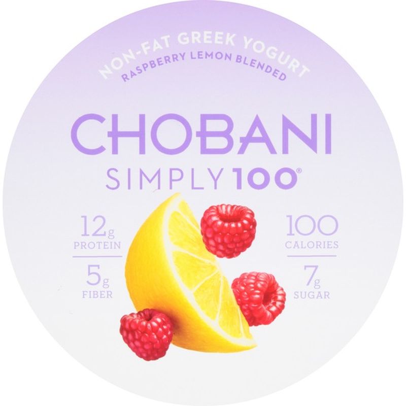 Chobani Simply 100 Raspberry Lemon Blended NonFat Greek Yogurt (5.3 oz