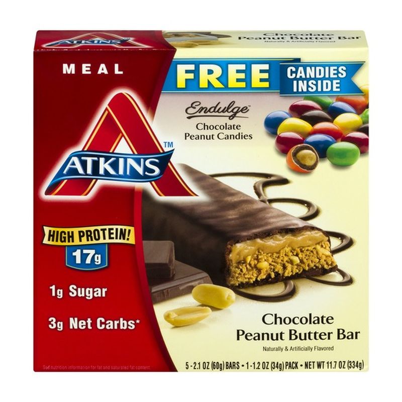 Atkins Meal Replacement Bar Chocolate Peanut Butter 5 Ct 21 Oz