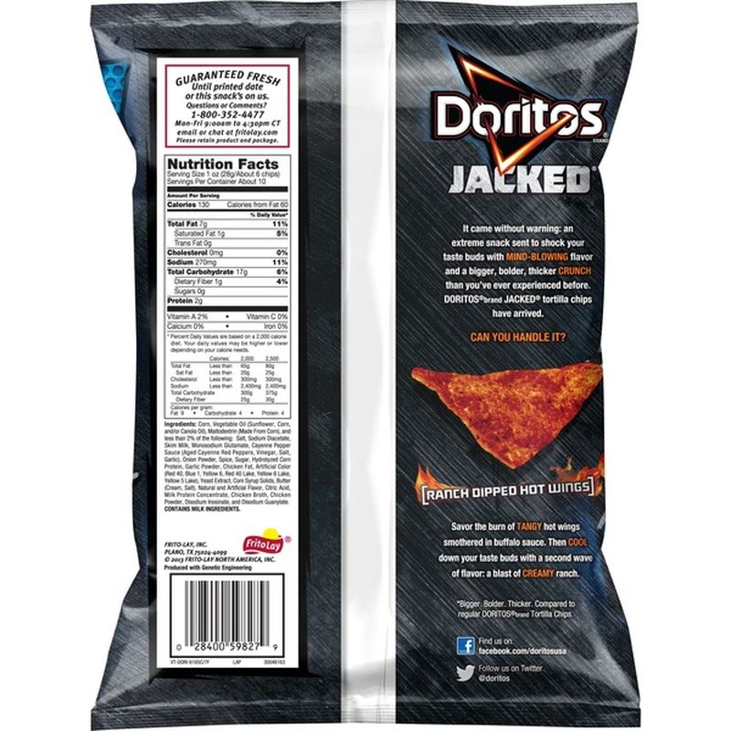 Doritos Jacked Ranch Dip Hot Wing Tortilla Chips (9.5 oz) - Instacart