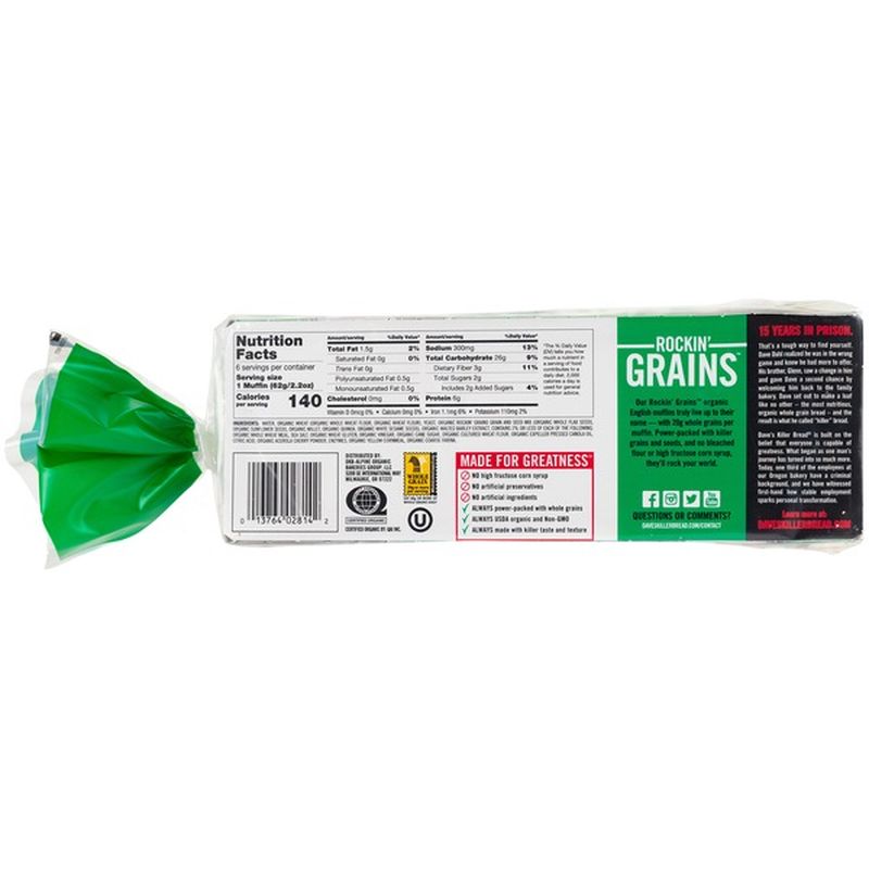 Dave's Killer Bread Rockin' Grains Organic English Muffins (6 ct) from