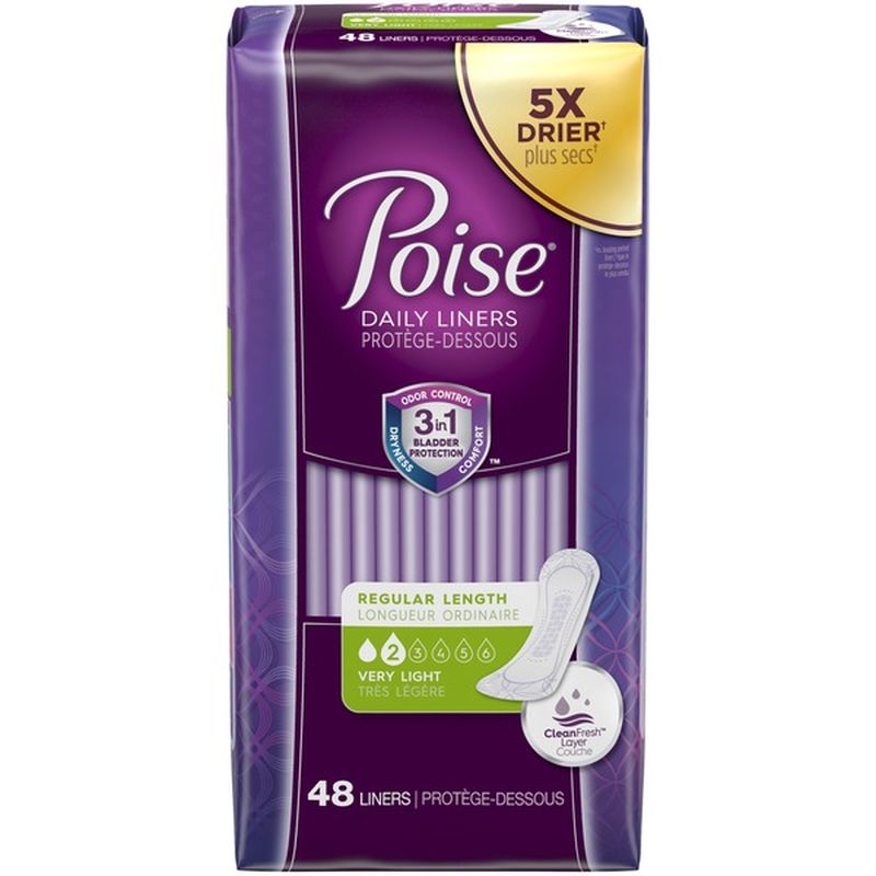 Poise Incontinence Panty Liners (48 each) Instacart