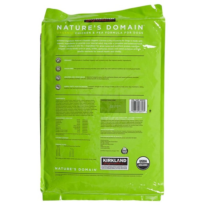 kirkland signature nature's domain organic chicken & pea dog food