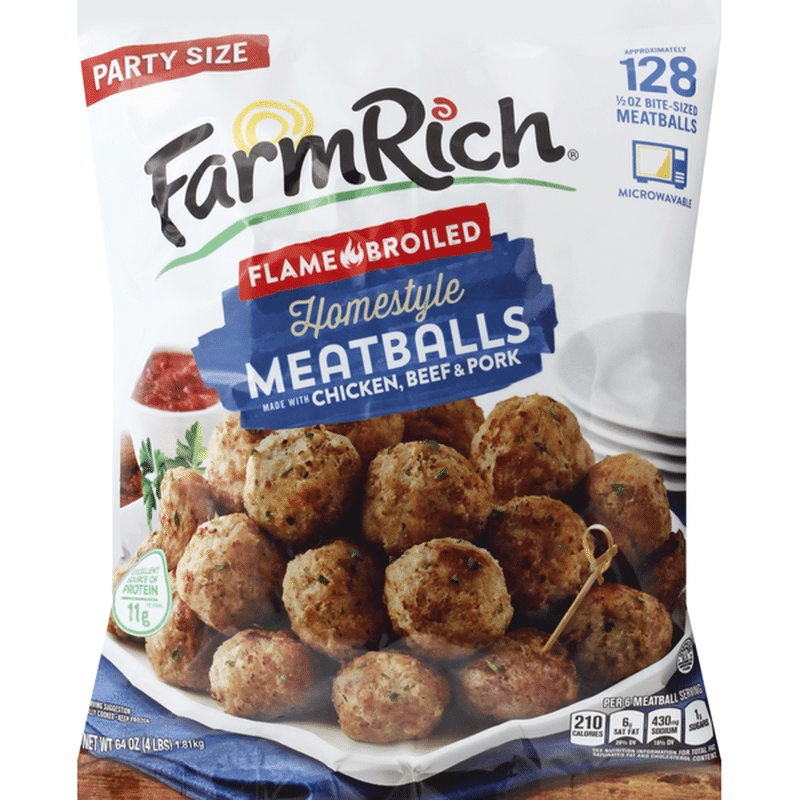 Farm Rich Meatballs, Homestyle, Flame Broiled, Party Size (64 oz