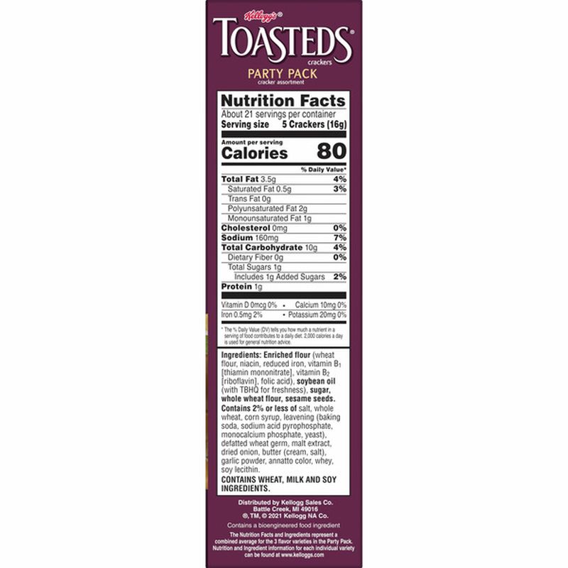Kellogg's Toasteds Crackers, Toasted Crackers, Party Snacks, Variety