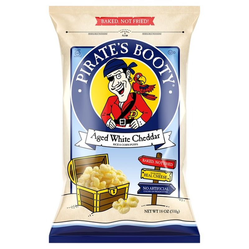 Pirate's Booty Rice and Corn Puffs, Aged White Cheddar (18 oz) - Instacart