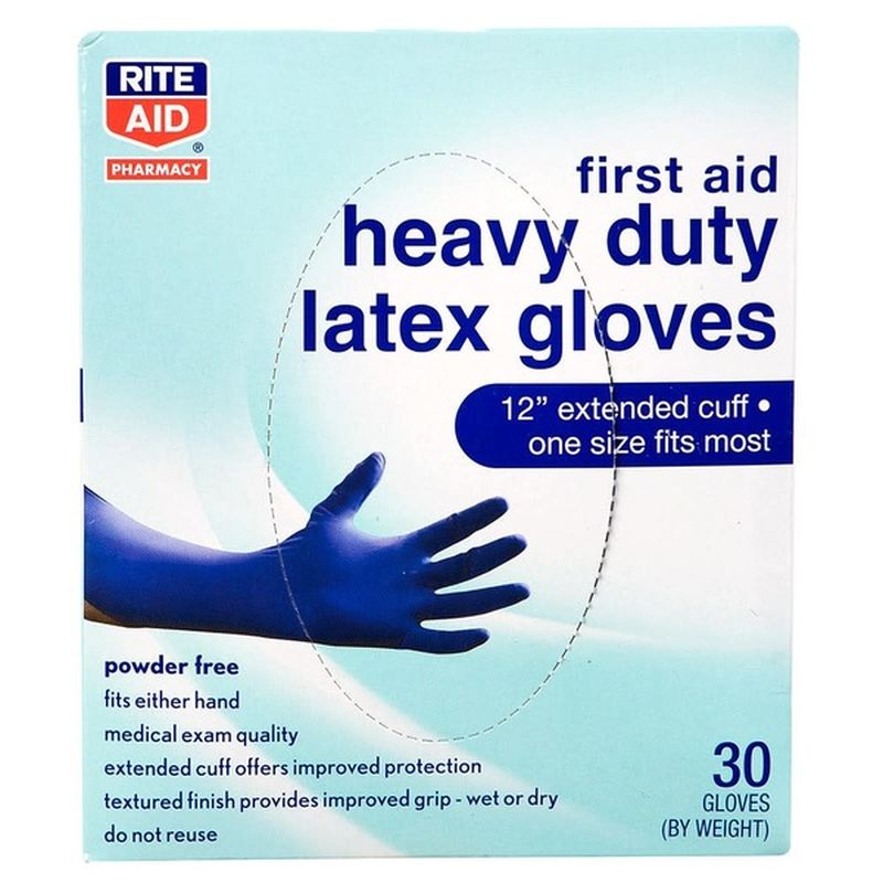 Rite Aid One Size Fits Most Heavy Duty Latex Exam Gloves (30 100