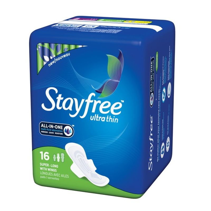 Stayfree Pads, Ultra Thin, with Wings, Super Long (16 ct) from Safeway Instacart
