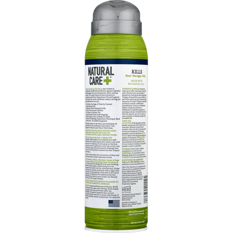 Natural Care + Flea &amp; Tick Spray, with Peppermint Oil
