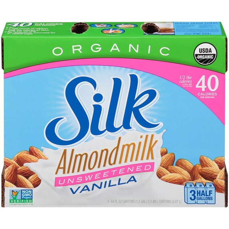 Silk Organic Unsweetened Vanilla Almondmilk (64 fl oz) - Instacart