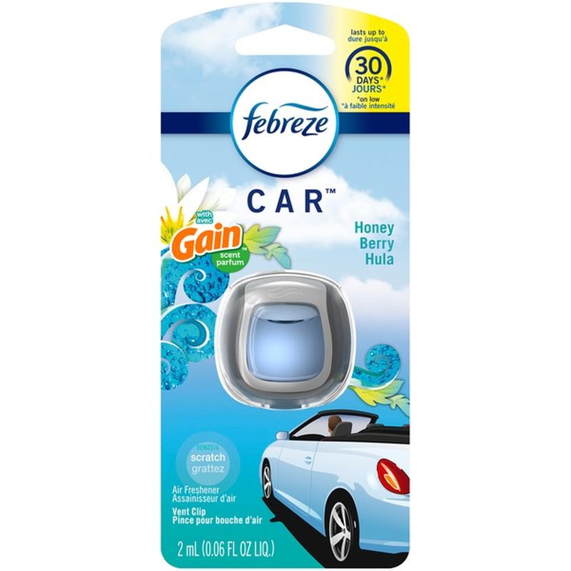 Febreze CAR Air Freshener Vent Clip with Gain Scent, Honey Berry Hula