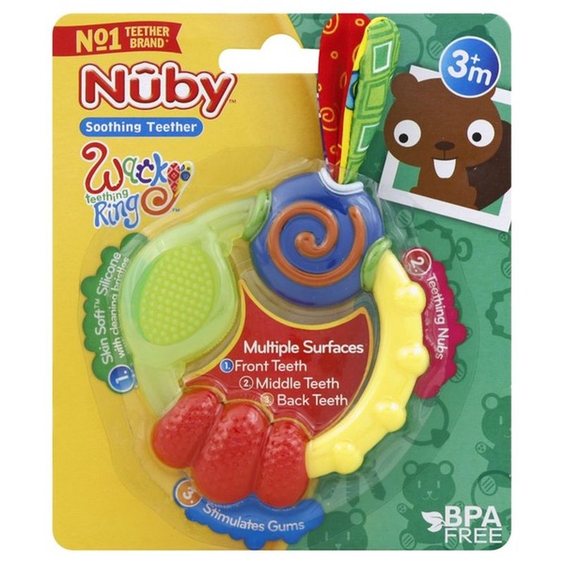 Nuby Teether, Soothing, Wacky Teething Ring, 3+ Months (1 each) Instacart