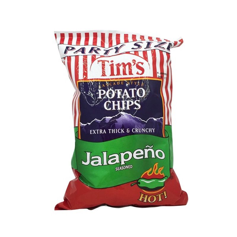 Tims Potato Chips, Cascade Style, Jalapeno Seasoned, Party Size (16 oz