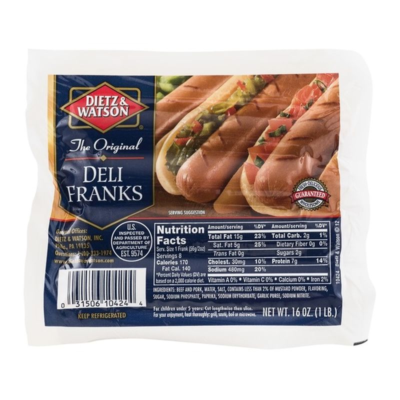 Dietz & Watson Deli Franks 8 CT (16 oz) Delivery or Pickup Near Me