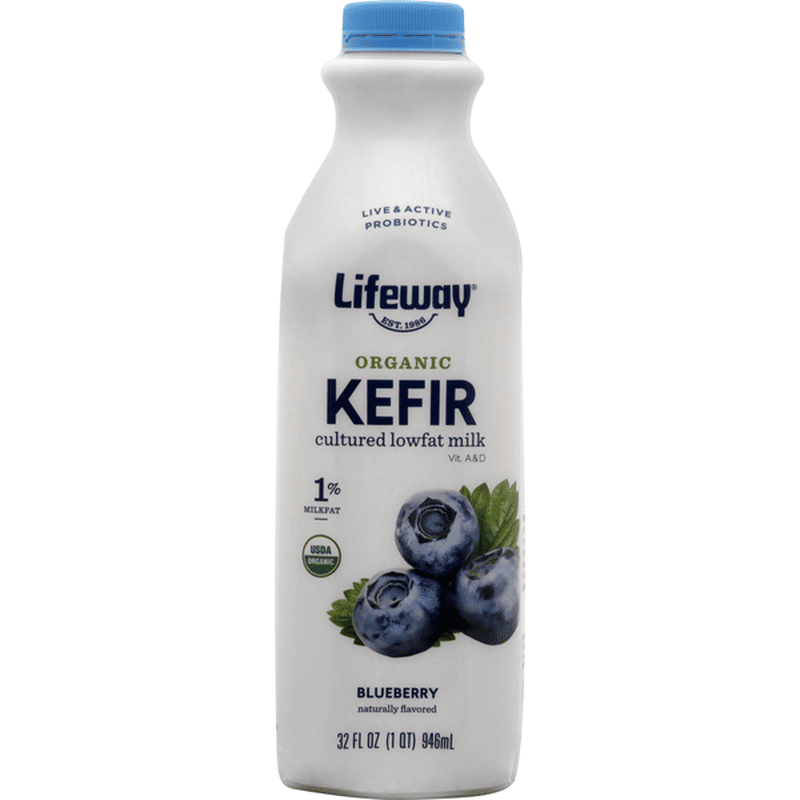 Lifeway Blueberry Organic Kefir Natural Cultured Lowfat Milk (32 Oz ...