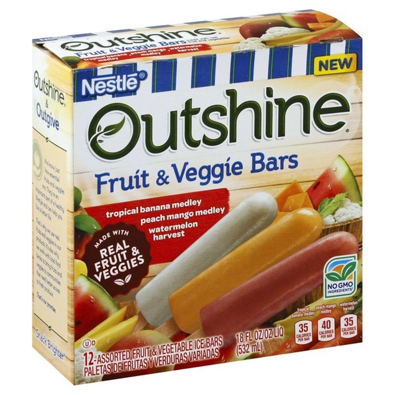 Outshine Tropical Banana, Peach Mango, Watermelon Fruit & Veggie Bars