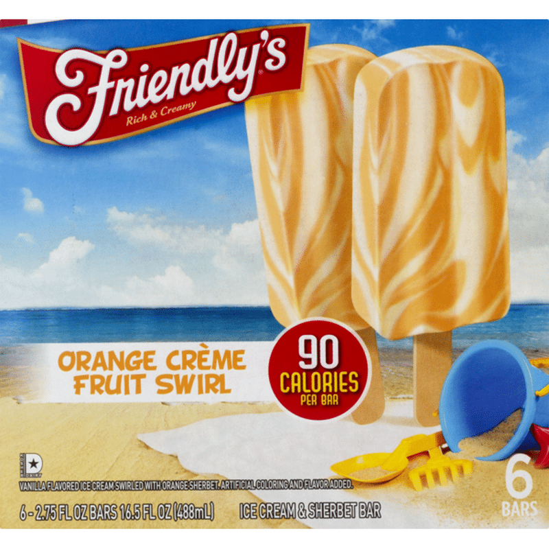Friendly's Ice Cream Bars Orange Creme Fruit Swirl 6 CT (2.75 fl oz
