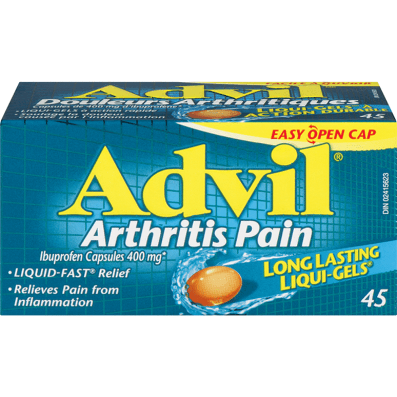 Advil 400mg Arthritis Pain Ibuprofen Capsules Long Lasting Liqui Gels