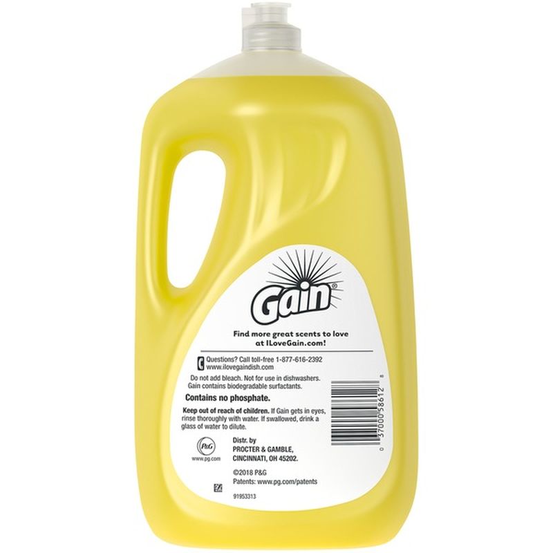 Gain Ultra Dishwashing Liquid Dish Soap, Lemon Zest Scent (90 fl oz