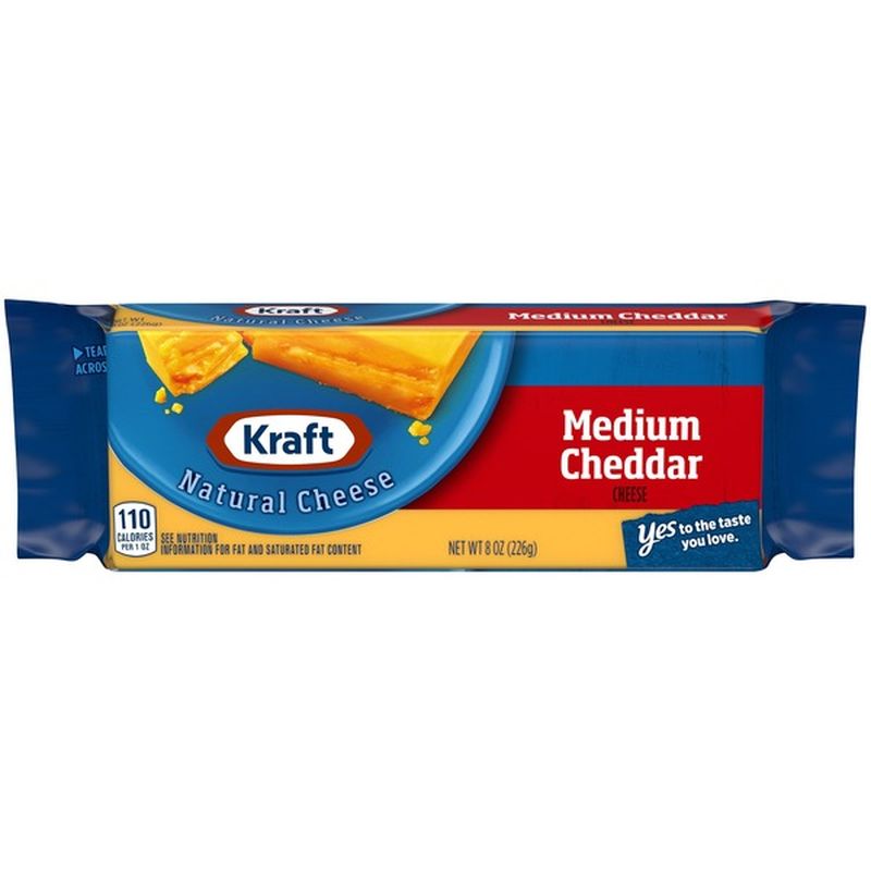 Kraft Medium Cheddar Cheese Block (226 g) from HEB Instacart