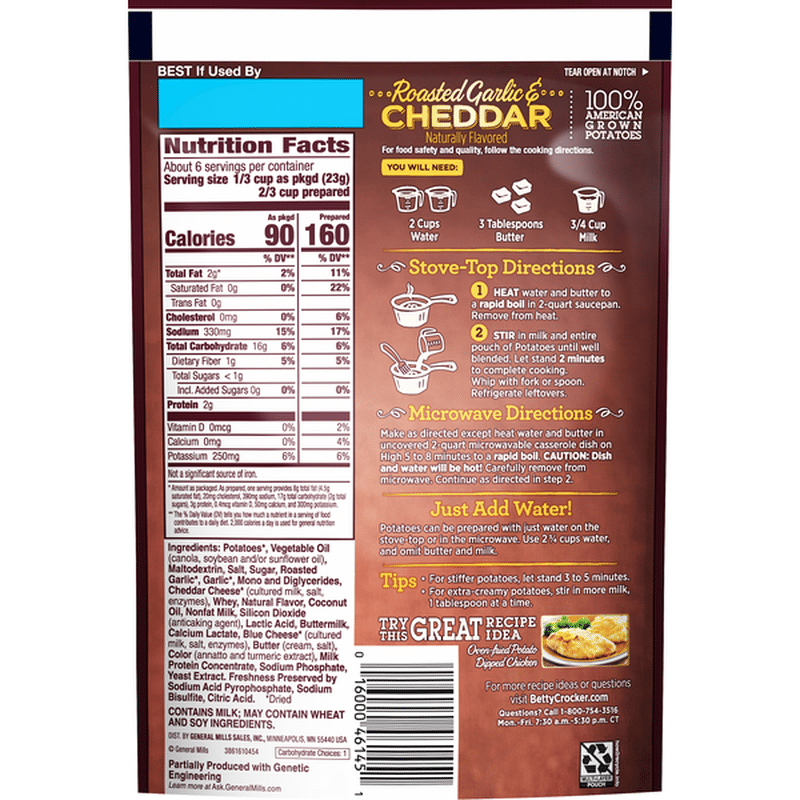 Betty Crocker Mashed Potatoes, Roasted Garlic & Cheddar (4.7 oz