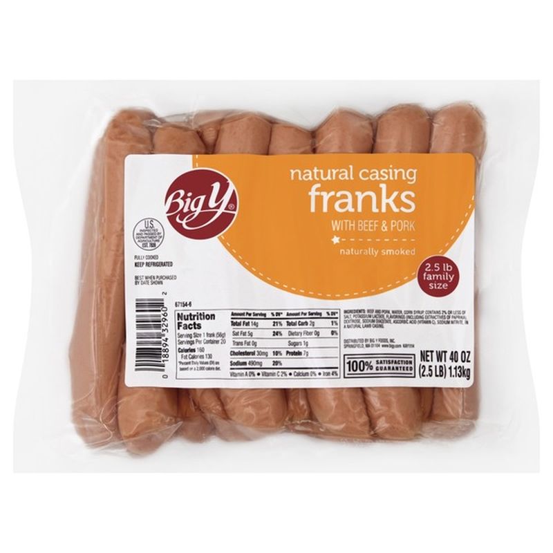 Big Y Natural Casing Franks With Beef & Pork (2.5 lb) Instacart