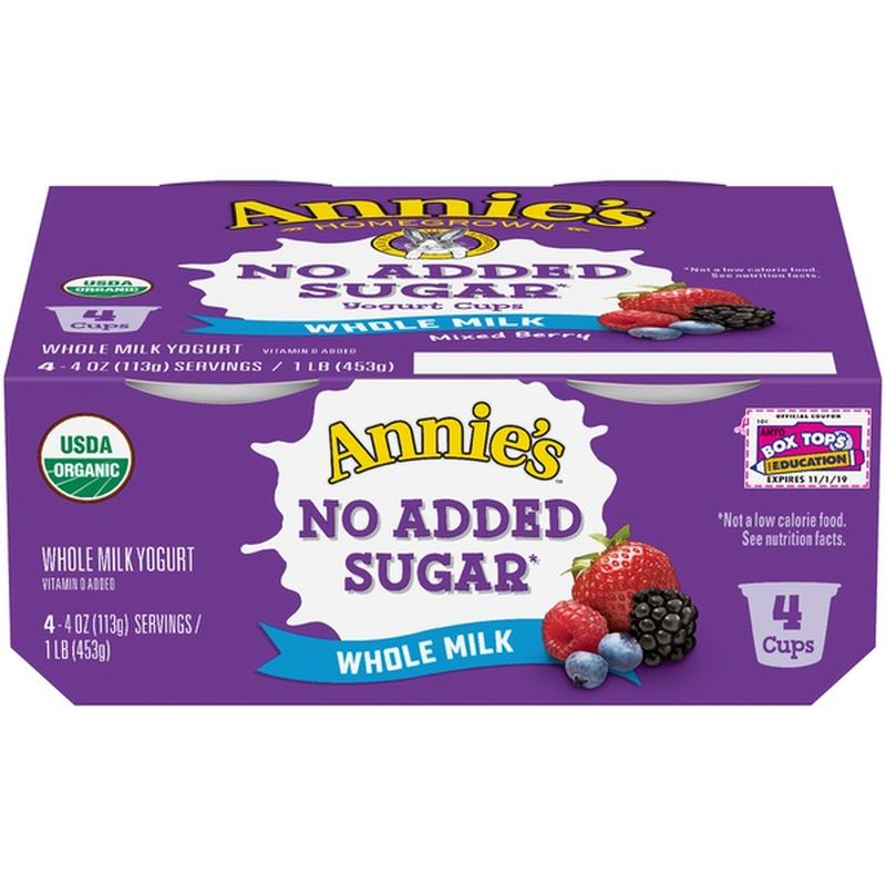 Annie�s Homegrown Organic Yogurt, No Added Sugar Whole