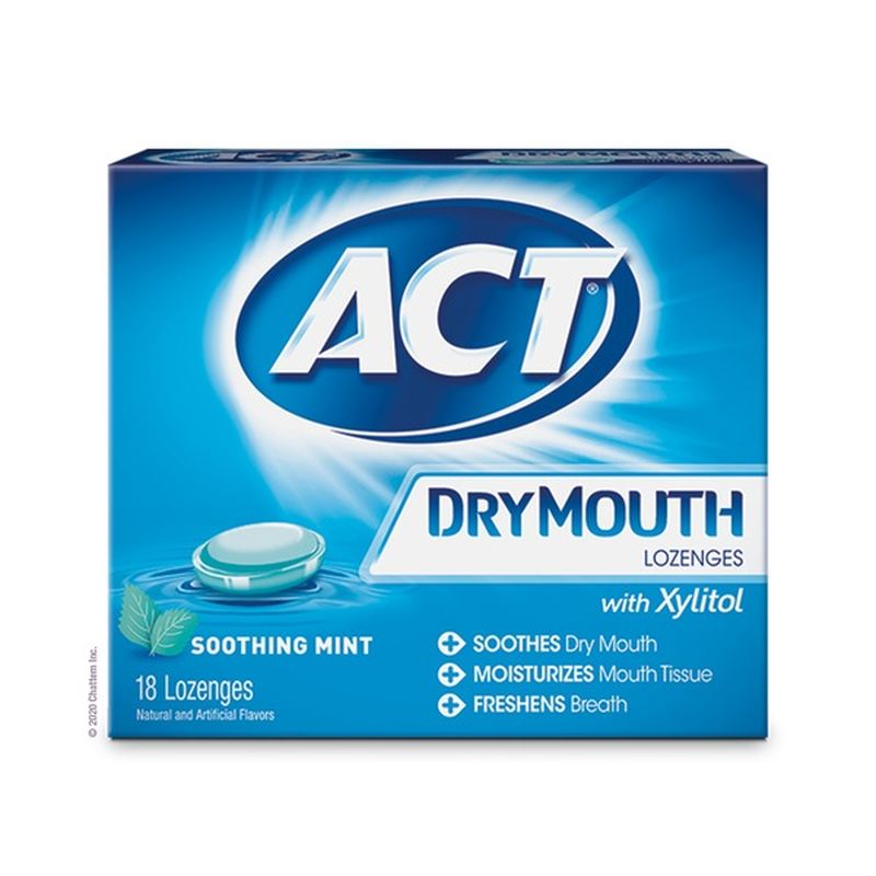 Act Dry Mouth Lozenges, with Xylitol, Soothing Mint, Value Size (each