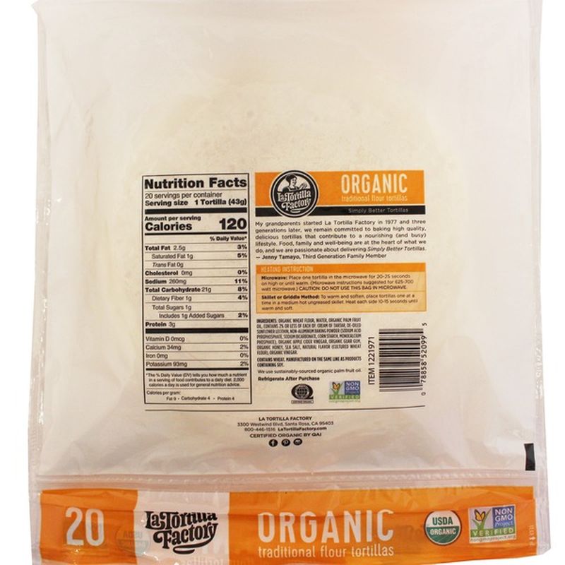 La Tortilla Organic Flour Tortilla, 20 ct
