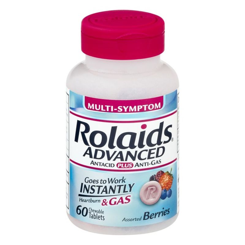 Rolaids Advanced Antacid Plus AntiGas Chewable Tablets Mixed Berries