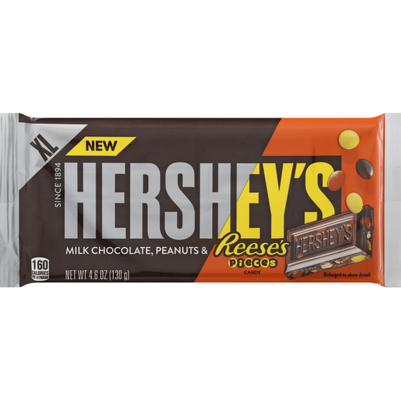 Hershey's Candy Bar, Milk Chocolate, Peanuts & Reese’s Pieces, XL (4.6 ...