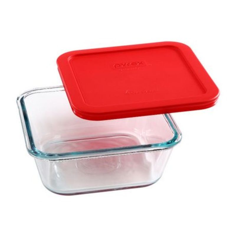 Pyrex 4?Cup Square Glass Containers with Plastic Covers