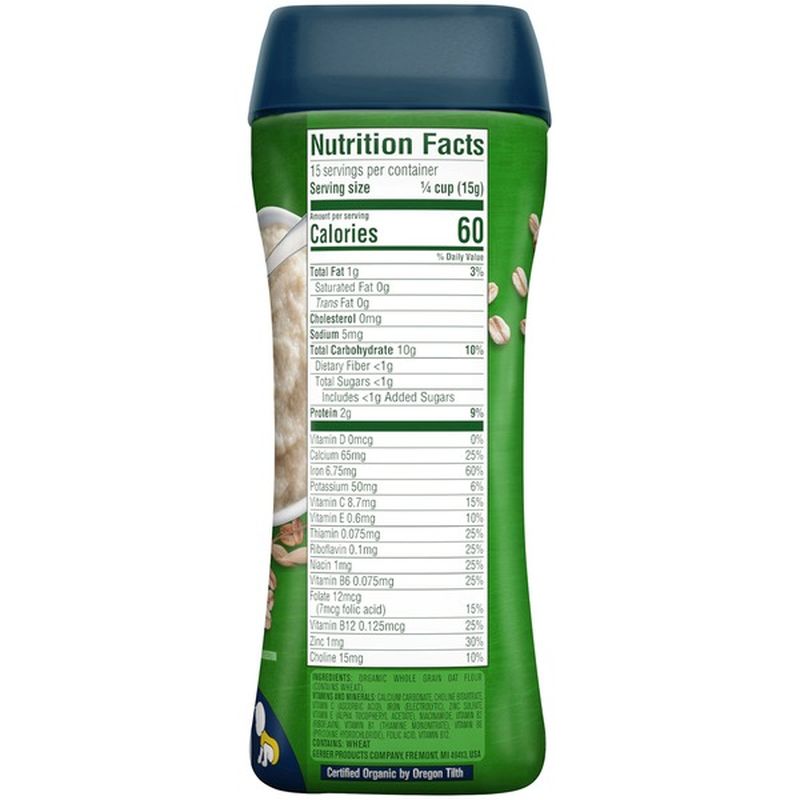 gerber organic oatmeal cereal