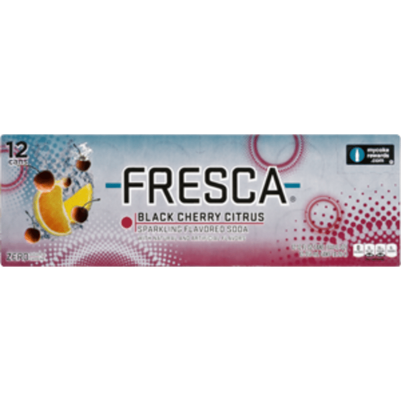Fresca Black Cherry Soda Sparkling Flavored Soft Drink Zero Calorie And