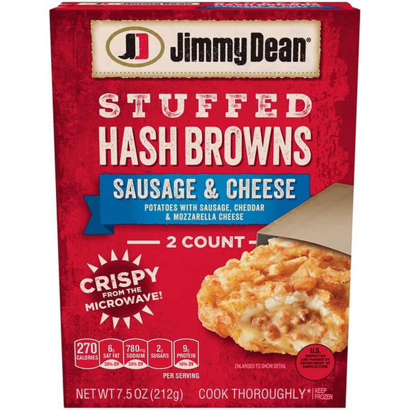 Jimmy Dean Sausage & Cheese Stuffed Hash Browns, 2 Count (Frozen) (7.5