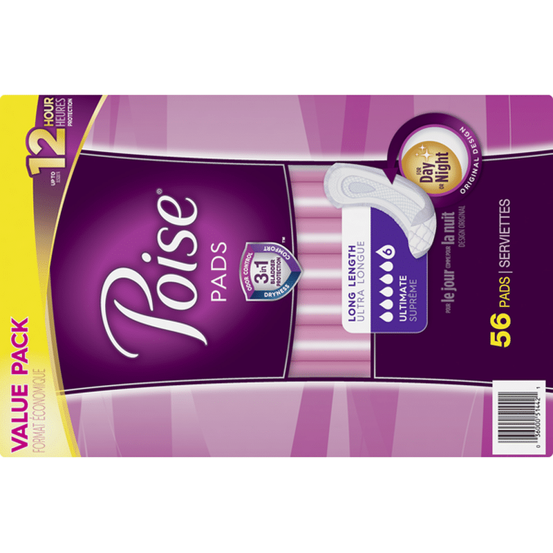 Poise Pads, Ultimate, Long Length, Value Pack (56 each) Instacart