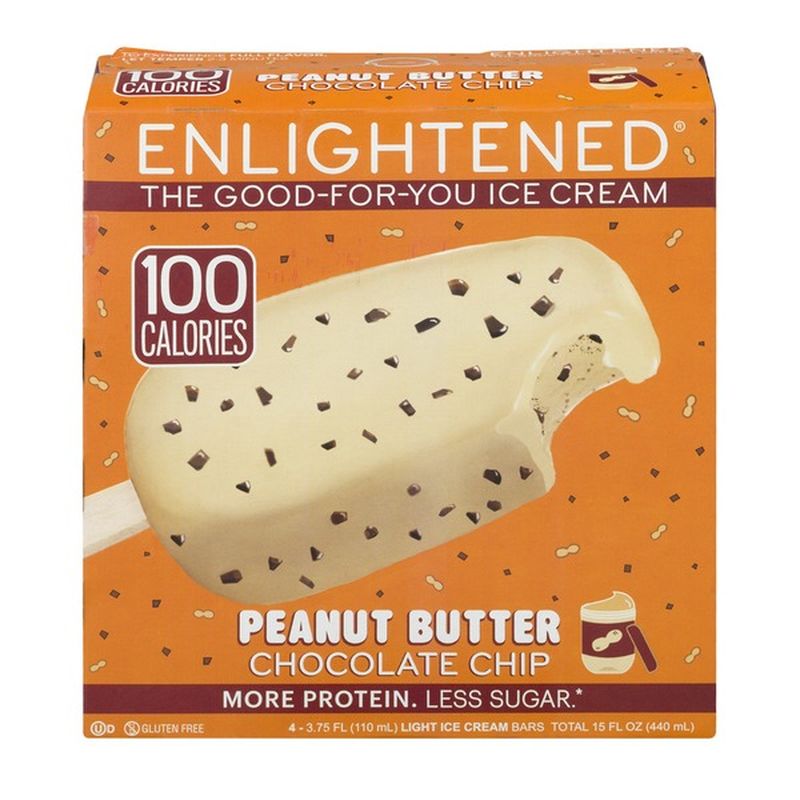 Enlightened Ice Cream Bars, Gluten Free, Peanut Butter, Chocolate Chip