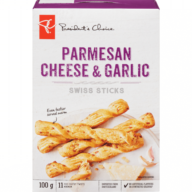 President's Choice Parmesan Cheese & Garlic Swiss Sticks (100 g