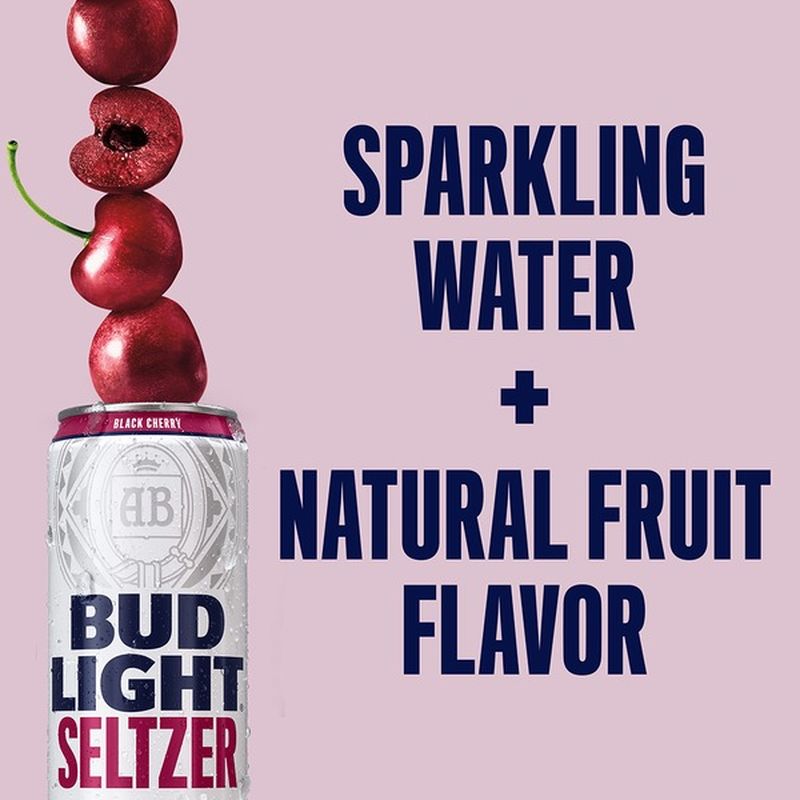 Bud Light Hard Seltzer Black Cherry, Gluten Free, Slim Cans (12 oz