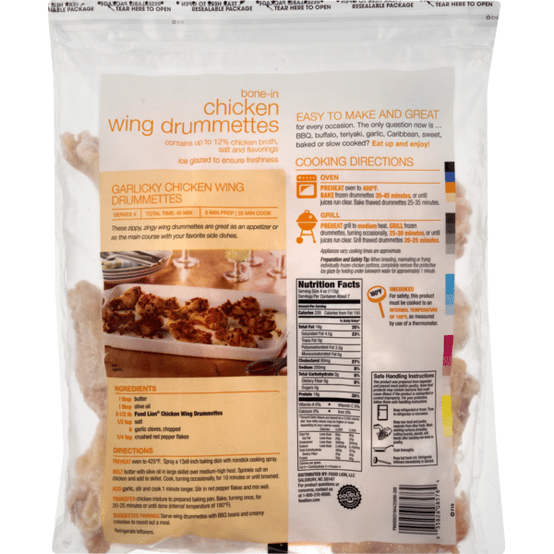 Food Lion Chicken Wing, Bone-In, Drummettes, Bag (40 oz) - Instacart