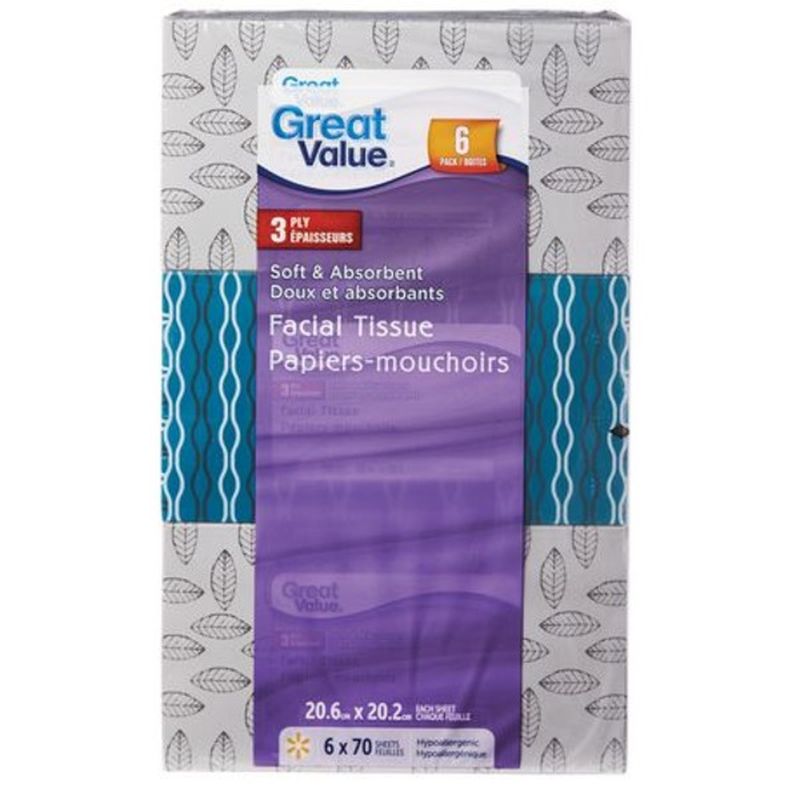 Great Value 3 Ply Facial Tissue Papers