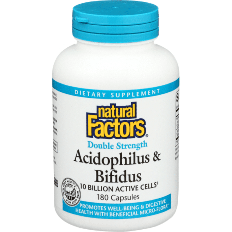 Natural Factors Acidophilus & Bifidus, Double Strength, Capsules (180 each) Instacart