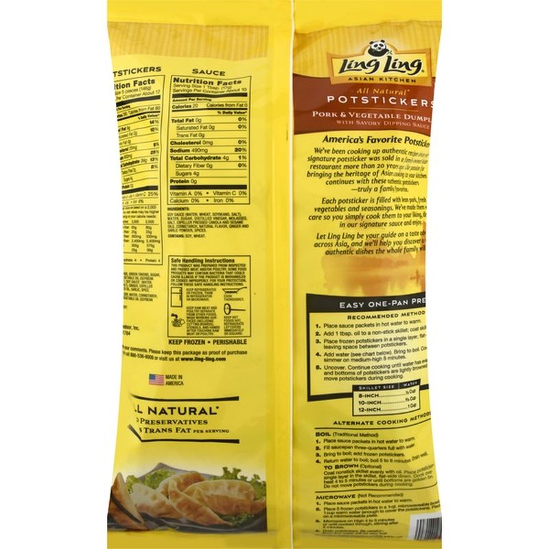 Ling Ling All Natural Potstickers Potstickers, Pork & Vegetable (4.2 lb