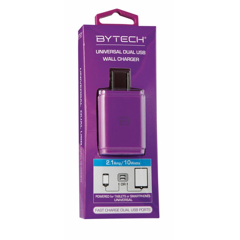Bytech Universal Dual Usb Wall Charger, Purple