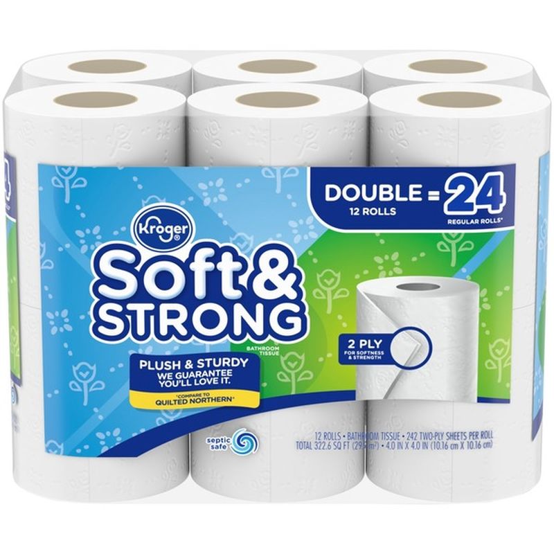 Kroger Home Sense Soft & Strong Double Rolls 242 TwoPly Sheets Per Roll