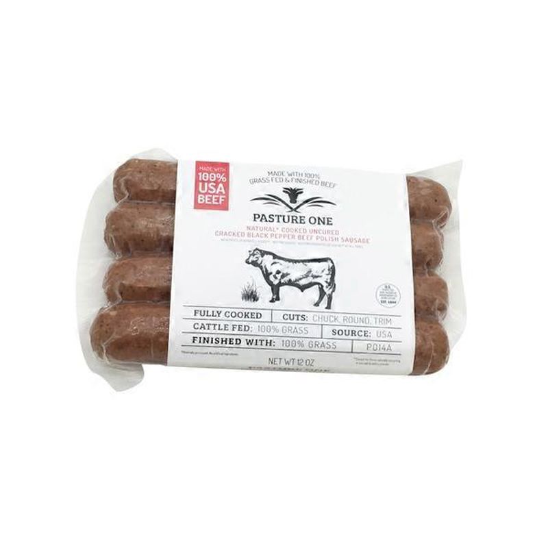 Pasture One Natural Cooked Uncured, Cracked Black Pepper Beef Polish