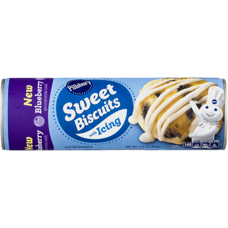 Pillsbury Biscuits, Sweet, With Icing, Blueberry, Can (12.4 oz) from