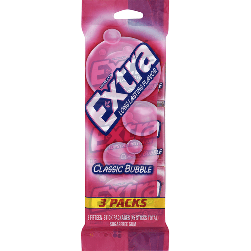 Extra Classic Bubble Sugar Free Chewing Gum Multipack (15 Ct) - Instacart