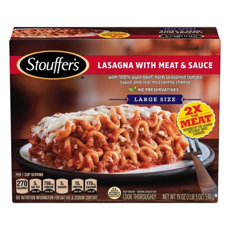 Stouffer's Lasagna with Meat & Sauce Large Size Frozen Meal (19 oz ...