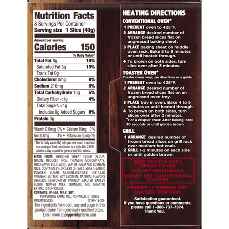 Pepperidge Farm Texas Toast, Garlic